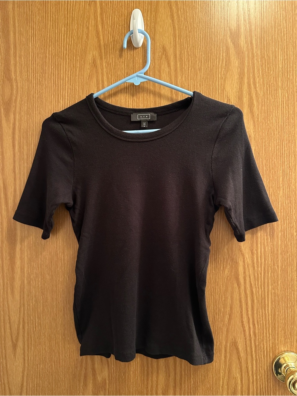 A/X Armani Exchange Black Slim Ribbed Crew Short Sleeve Tee